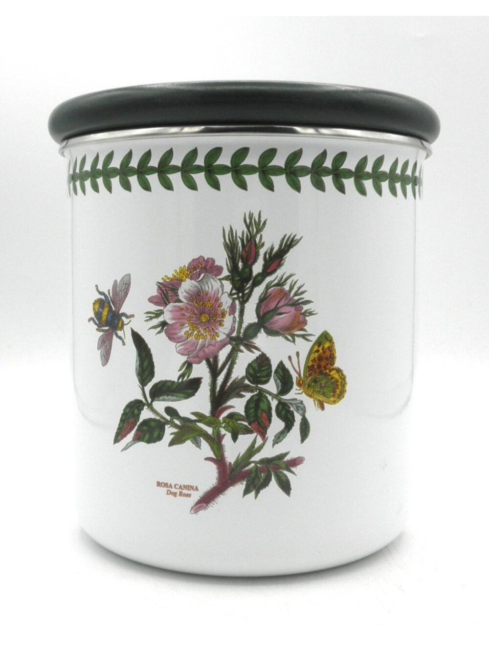 Portmeirion Botanic Garden Medium Metal Canister w/Wood Lid Dog Rose PRTBOG